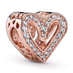 Pandora Rose Gold Sparkling Freehand Heart Charm